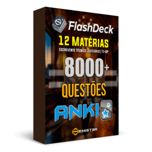 Pacote de FlashDecks, com flashcards para Anki, contendo mais de 8000 questões, em 12 matérias, para o cargo de Escrevente Técnico Judiciário, do TJ-SP.