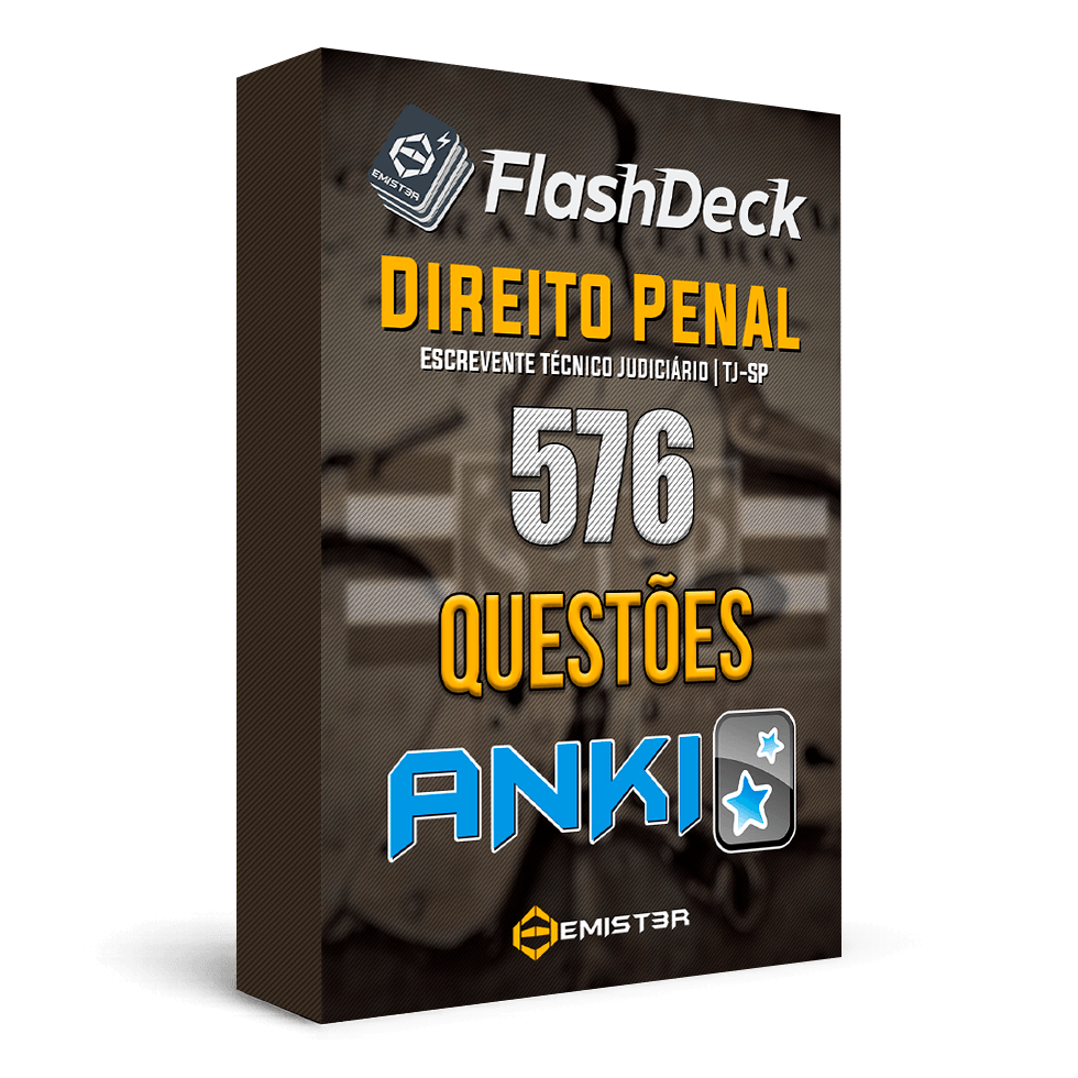Flashcards para Anki, com 576 questões de Direito Penal".