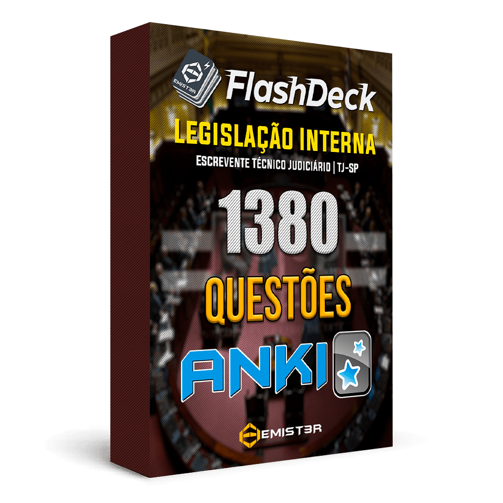 Flashcards para Anki, com 1380 questões de Legislação Interna".
