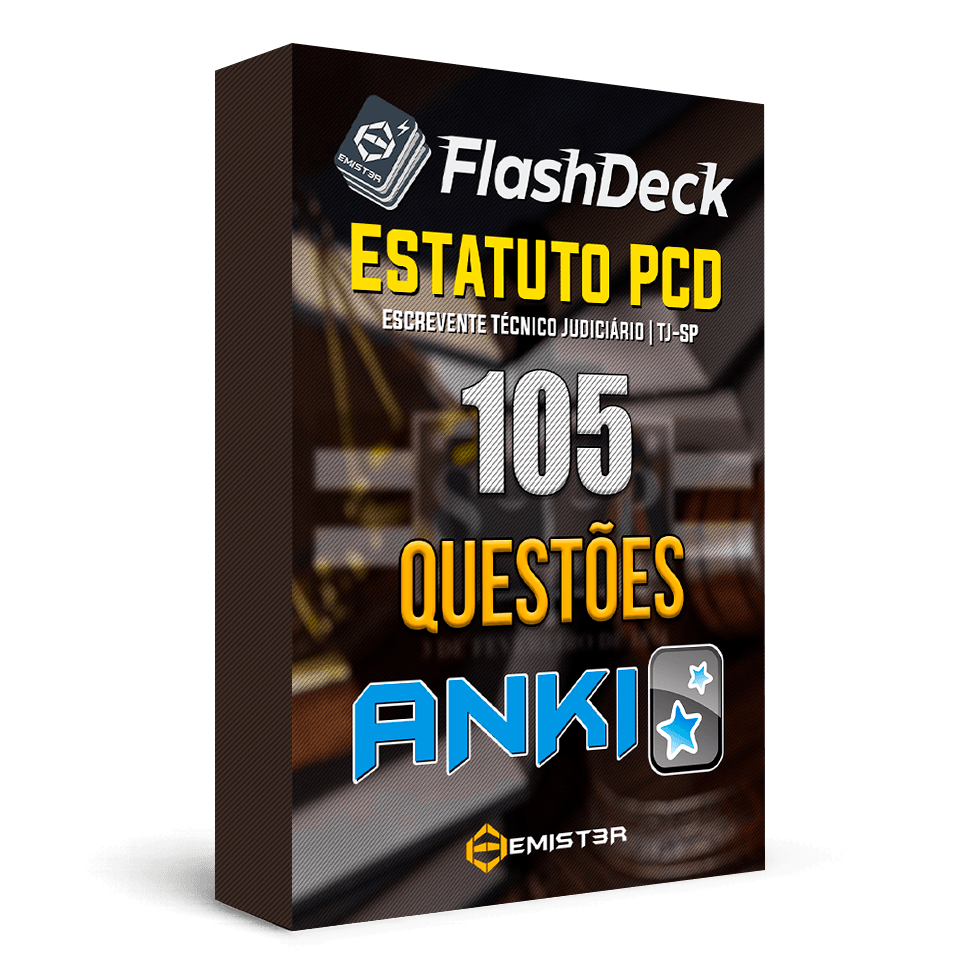 Flashcards para Anki, com 105 questões de Estatuto da Pessoa com Deficiência".