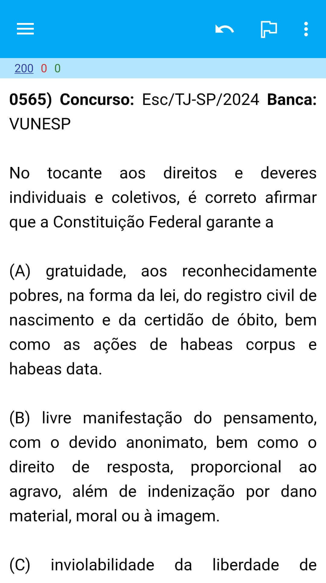 Exemplo da parte da frente do flashcard.