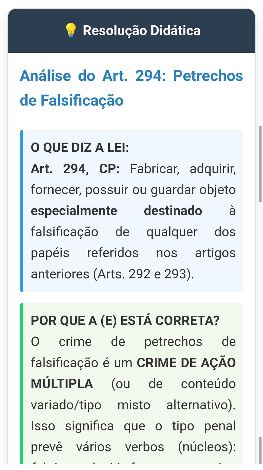 Exemplo da parte do meio do verso do flashcard.
