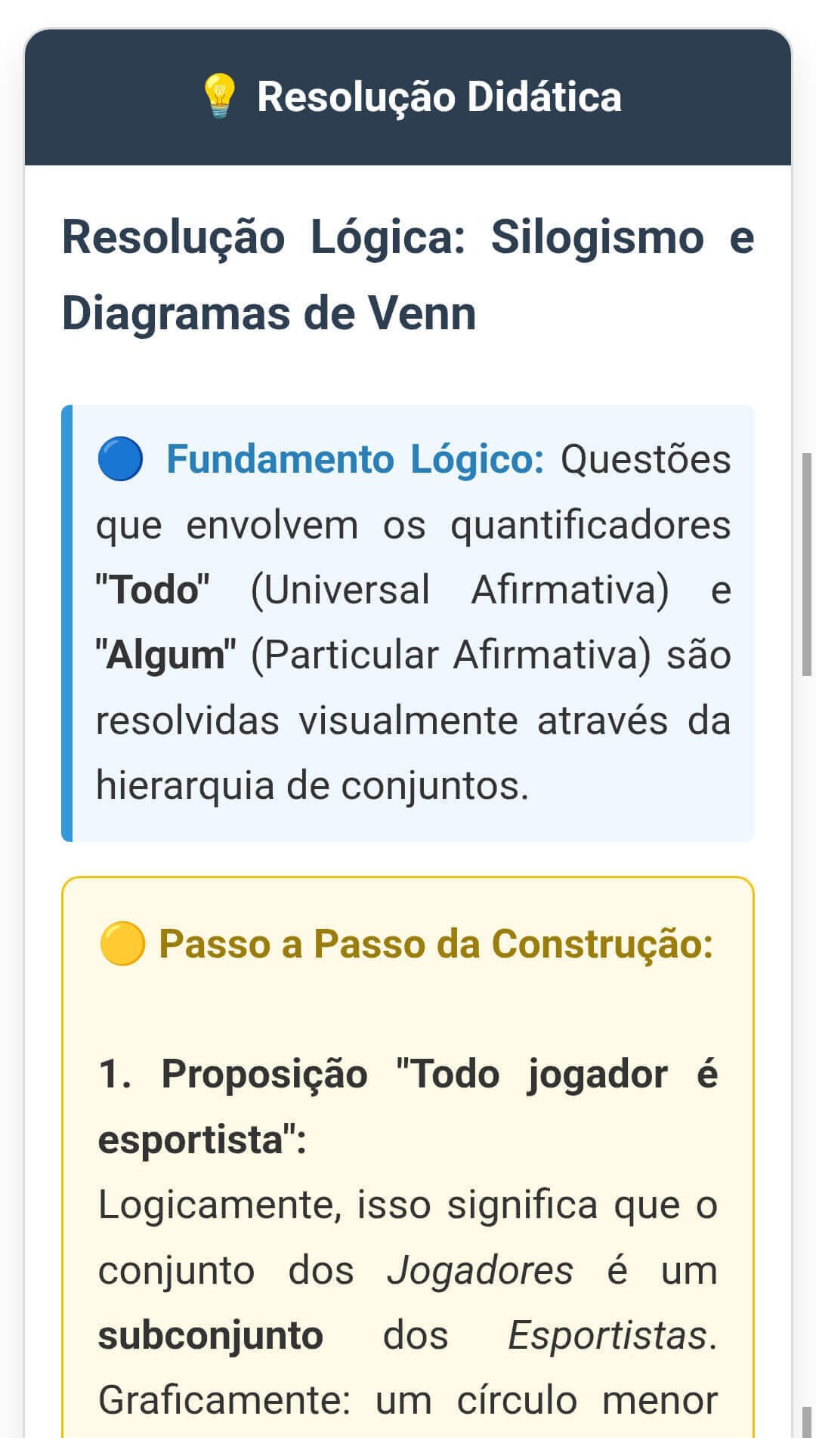 Exemplo da parte do meio do verso do flashcard.