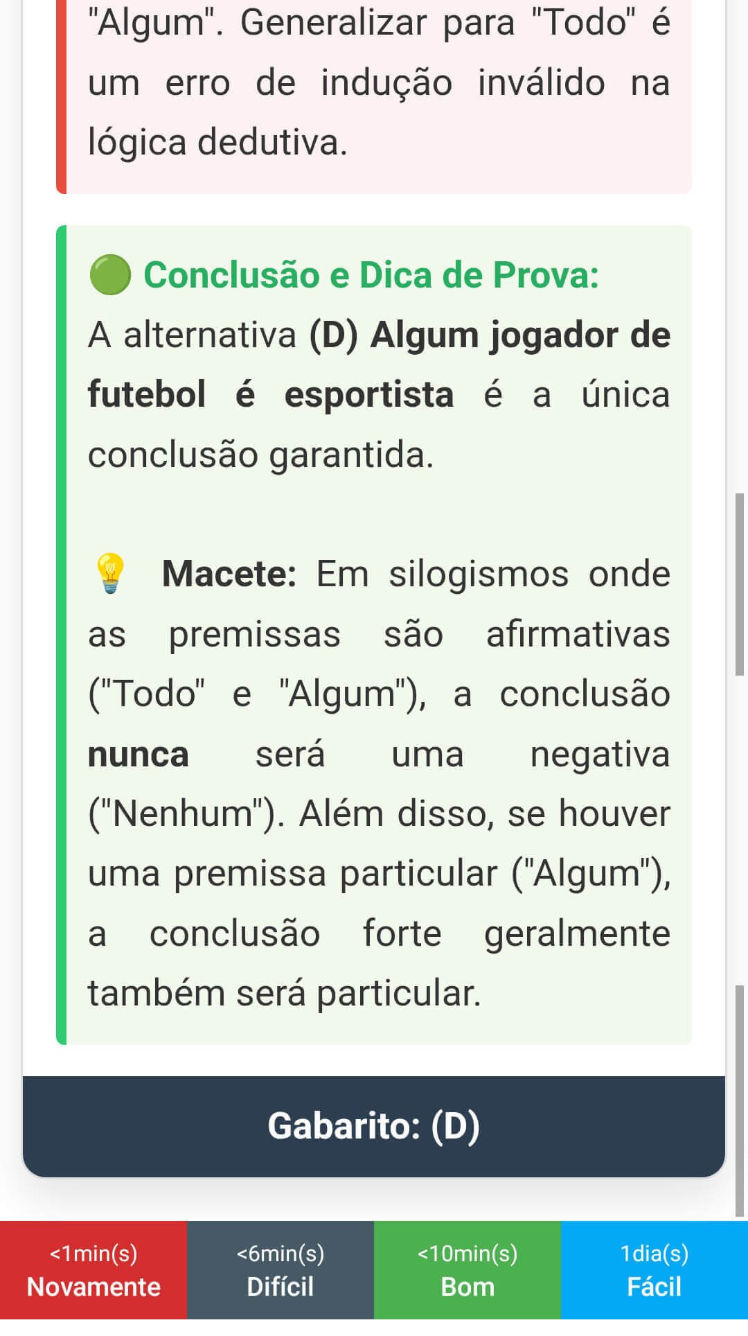 Exemplo da parte final do verso do flashcard.